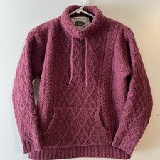 Blarney Woollen Mills Ireland Supersoft Merino Wool Cable Knit Aran Chunky Sz L
