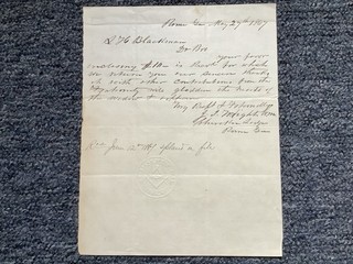 1867 CHEROKEE MASONIC LODGE # 66 ROME GA LETTER with MASONIC SEAL