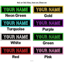 Custom Name Tag Personalized Embroidered Iron on Patch Bikers, Uniforms, Dotti