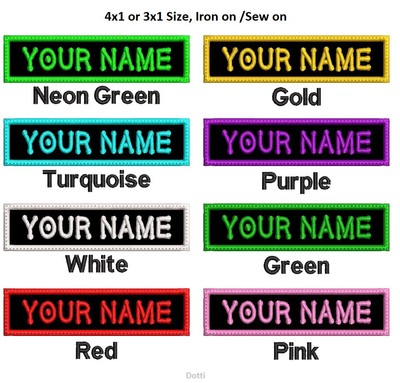 Custom Name Tag Personalized Embroidered Iron on Patch Bikers, Uniforms, Dotti