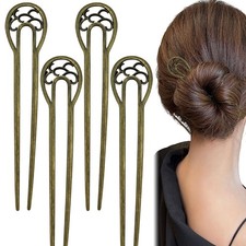 4 PACK Metal U Shaped Hairpin, French Hair Pins, 1 Count Pack of 4 , Green