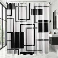 Geometric Shower Curtain Grey Modern 72"W x 72"L Pack of 1 Black and White