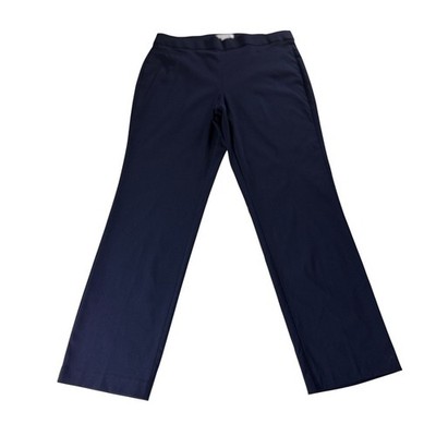 Liz Claiborne Lisa Navy Blue Straight Leg Mid-Rise Pull-On Slimming Pant Size 14