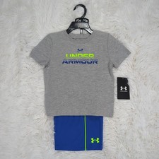 Baby Toddler Under Armour Logo Tshirt Shorts Set Grey Size 12M 18M