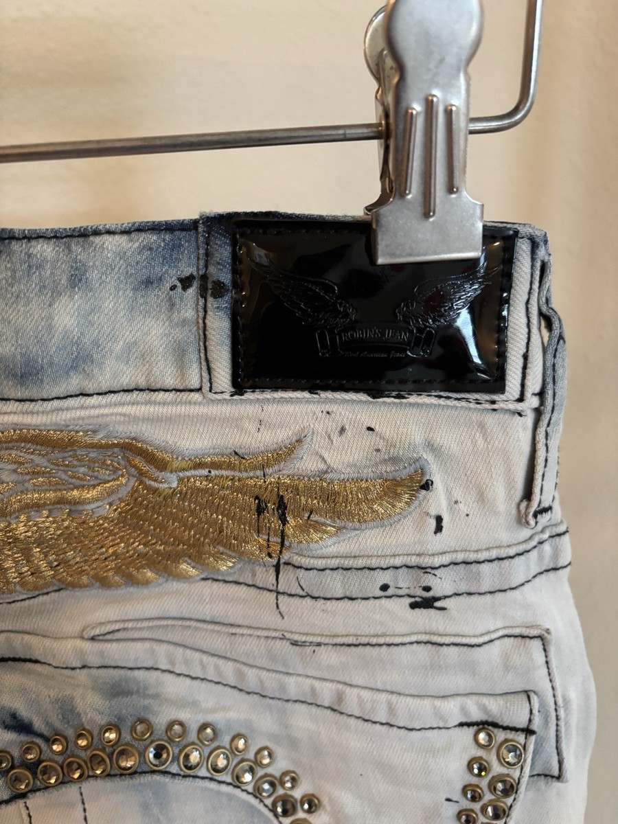 ロビン Robins Jean Killer Flap Men's Skinny Jean In Frozen Wash W/ Gold