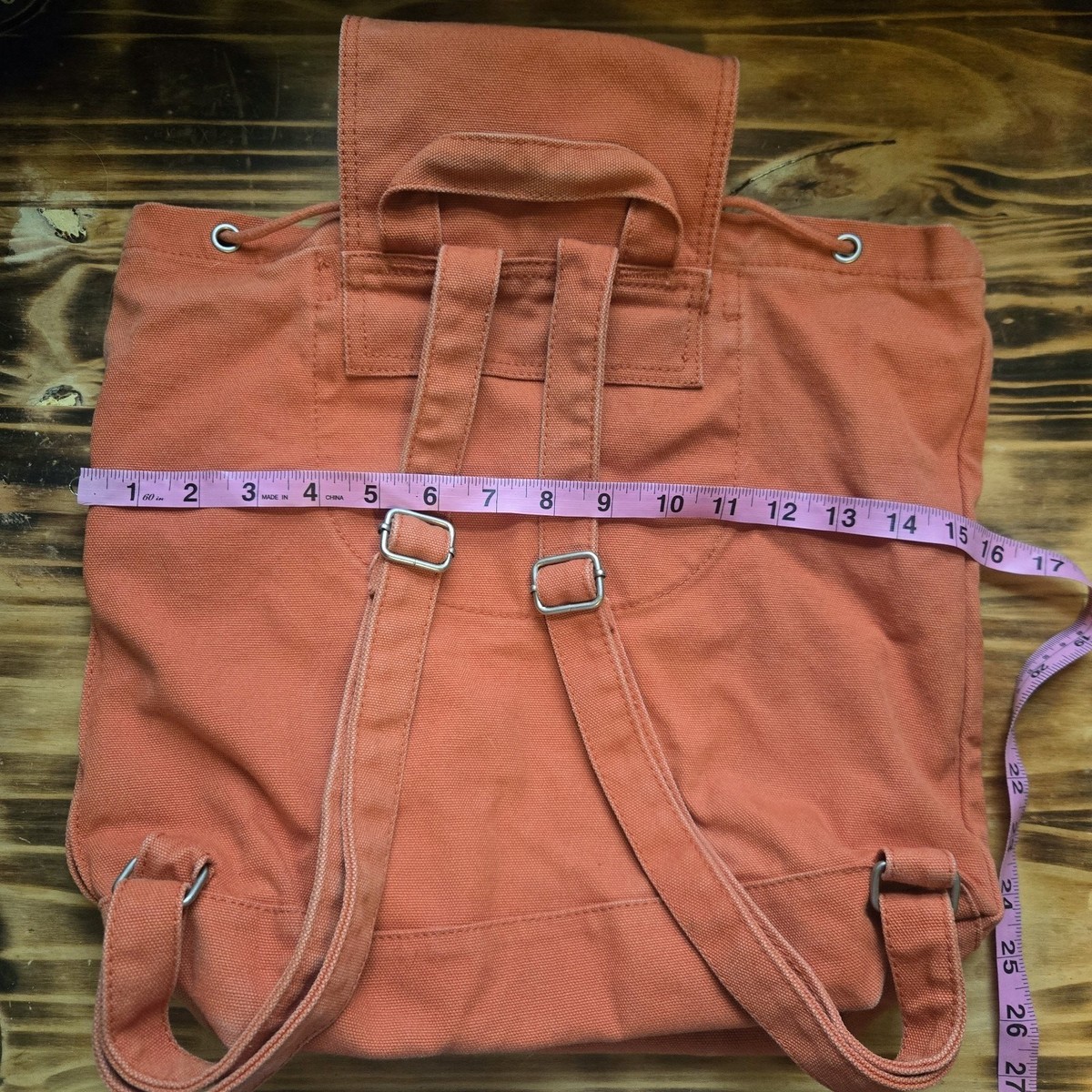 Baggu 100% Recycled Cotton Canvas Drawstring Backpack Orange Bag Casual Travel Baggu Orange Canvas Drawstring Backpack | Mercari main image 3