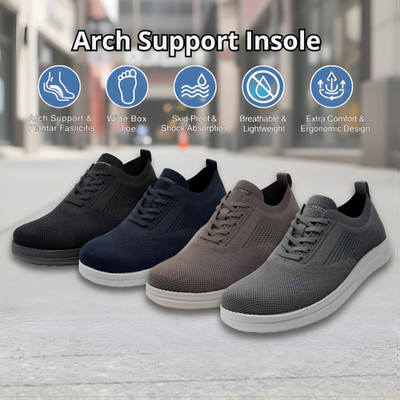 Men s Wide Toe Box Mesh Walking Shoes Arch Support Casual Comfort Sneakers