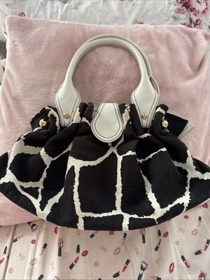 Roberto Cavalli Animal Print Satchel Top Handle Black & White