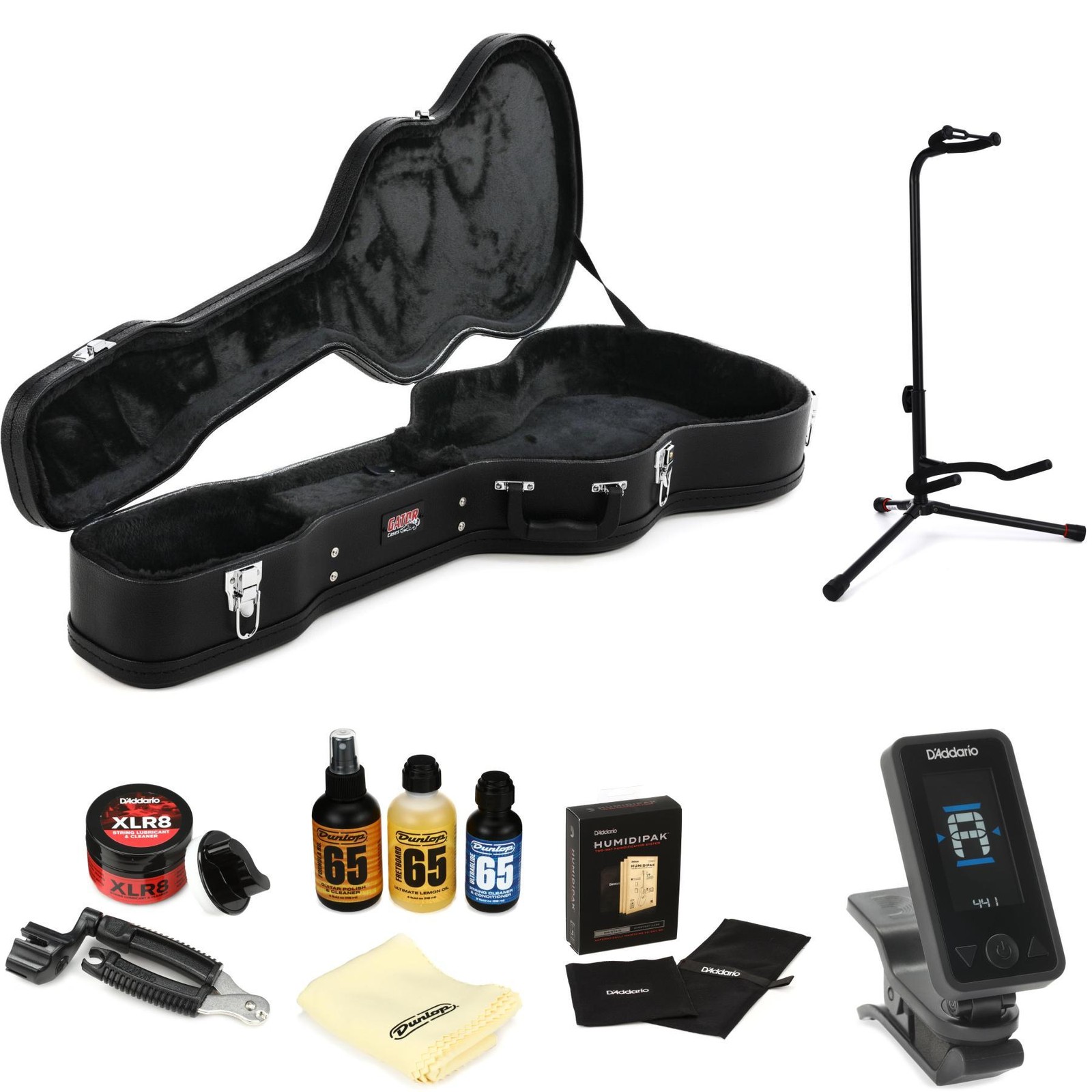 Gator Economy Wood Case with Essential Care Bundle for Classical Guitar
