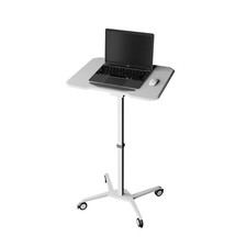 White Adjustable Laptop Stand - Sit to Stand Mobile Desk - Height Adjustable