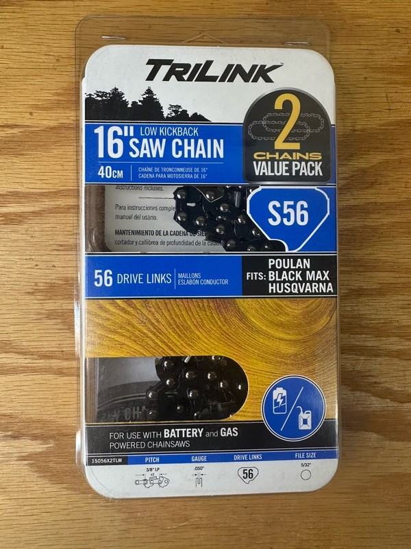 Trilink CL15056X2TL2- 3/8 LP .050 56 DL Saw Chain Value Pack (2), Brand New