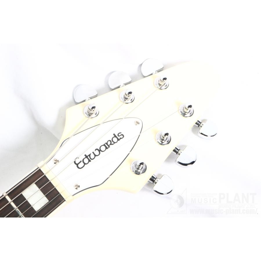 Edwards E-FV-LTD Vintage White Flying V type electric guitar with