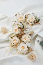 Champagne Boutonniere for Men Wedding, Set of 6, Groom and Groomsmen Boutonniere