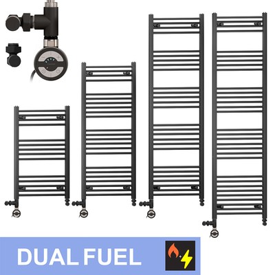500 mm Dual Fuel schwarz beheizter Badheizkörper MOA elektrisches Thermostat-Set
