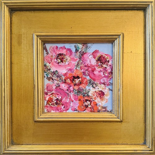 KADLIC Floral Impasto Oil Painting Gold Gilt Frame Fine Art 12”