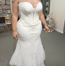 Maggie Sottero Strapless Lace Mermaid Wedding Dress Size 18