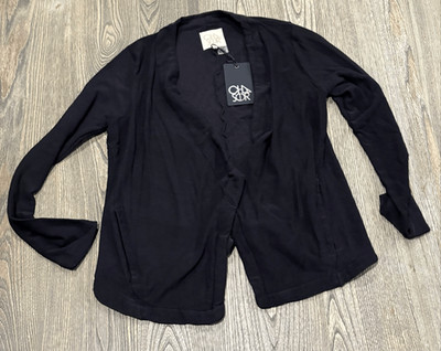 NWT Chaser Womens Open Front Cardigan Long Sleeve Casual Layer Black Size S