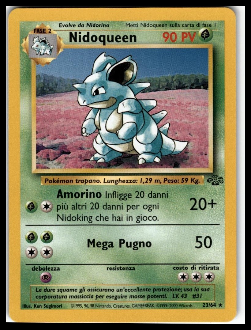 Nidoqueen Pokemon Jungle 23/64 Non-Holo Rare LP Card Vintage WOTC Pokémon