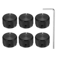 6x Alu Poti-Knöpfe 1/4 (6mm) für Gitarre/Ba...