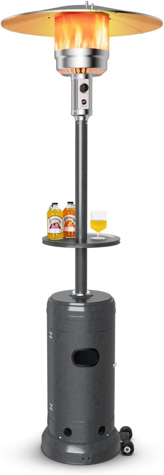, 50000 Btu Standing Gas Heater W/shelf Tabletop & Wheels,
