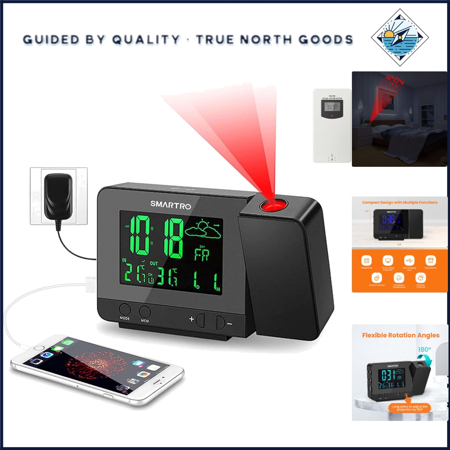 With Indoor Outdoor Temperature And Usb Charging Port