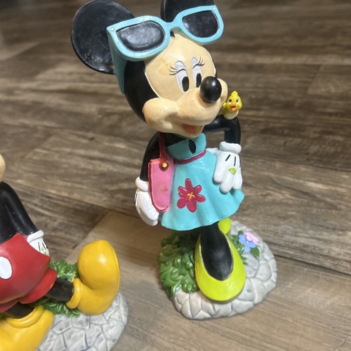 Disney Mickey & Minnie Mouse Daisy Garden Statue Yard Decoration 6" Set Of 2 - Picture 2 of 6