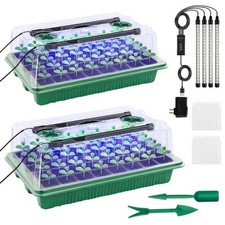 Seed Trays with Grow Light, 2 Pack 80 Cells Propagators for Plants with Heighten