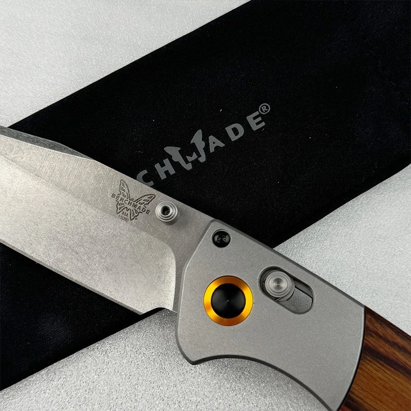 Cuchillo Plegable Benchmade Crooked River 15080-2 Madera Mango Estabilizado CPM-S30V Foto 2 de 4