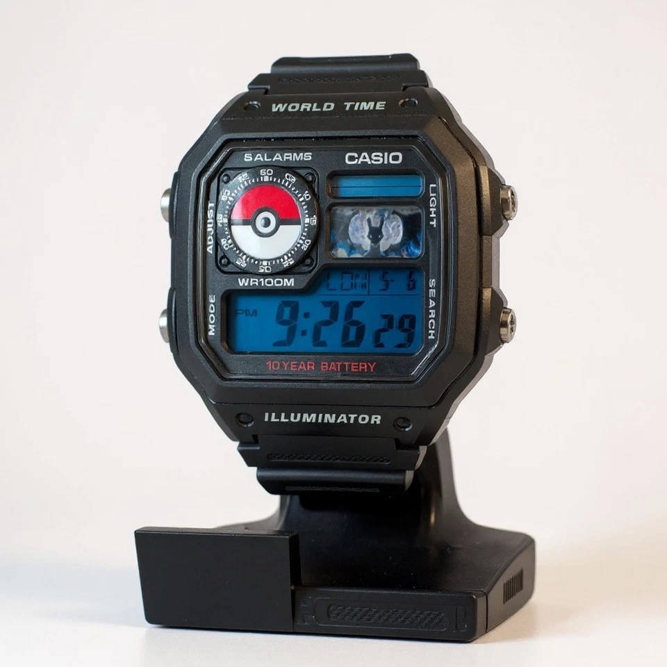 “Mega Charizard Pokemon” - Casio AE-1200WH - Pantalla Personalizada, Con Pokeball Foto 4 de 4