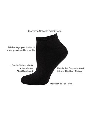 Nur Die 5er Sneaker Socken Classic aus Baumwolle atmungsaktiv weich rutschfest