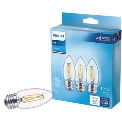 Philips LED Daylight B11 medium base 3 pack