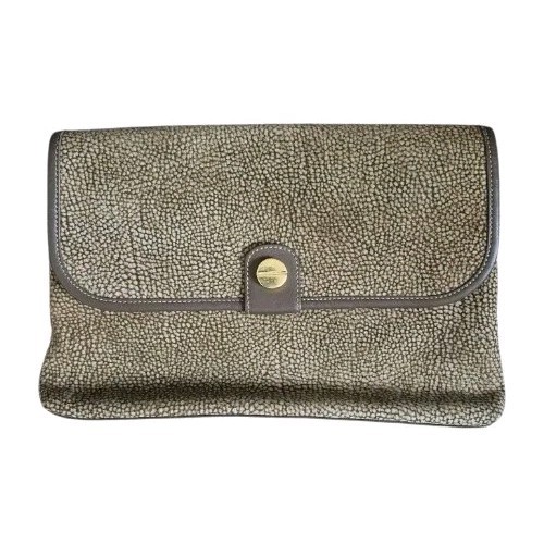 Borbonese Redwall Quail Pattern Suede Leather Pou… - image 1