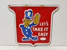 Vintage FORD "Take it Easy Traffic" Porcelain Sign: Automotive Collectible