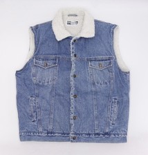 Size L - Vintage Rugged Wear Sherpa Lined Trucker Denim Vest