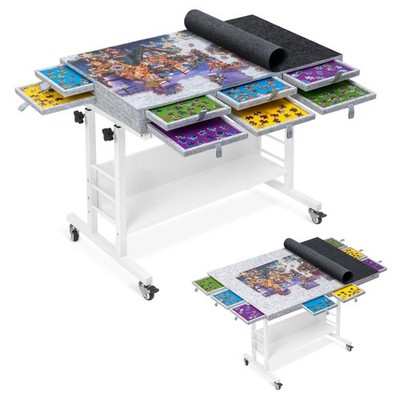 Tektalk 2000 Piece Foldable Felt Jigsaw Puzzle Board with Large, Light Gray