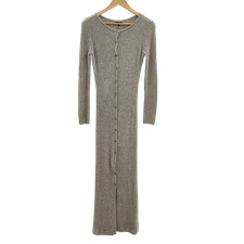 Quince Women 100% Yak Wool Ribbed Cardigan Sweater Dress Warm Heather Grey S