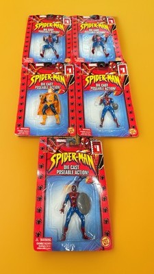 Lot Of 5 Pcs ~ 2002 Marvel Toy Biz Hobgoblin & Spider-Man  Poseable Die Cast Toy