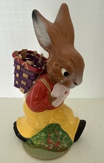 RARE Vintage Composition Easter Bunny Rabbit 7” Candy Container Germany