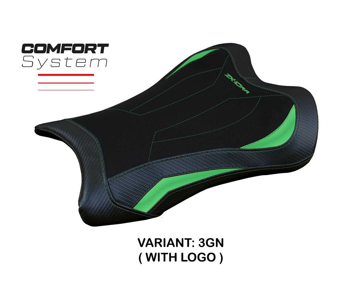 Seat cover Garen Comfort S Green GN + logo TPZ Kawasaki Ninja ZX 10 RR 2021 2023