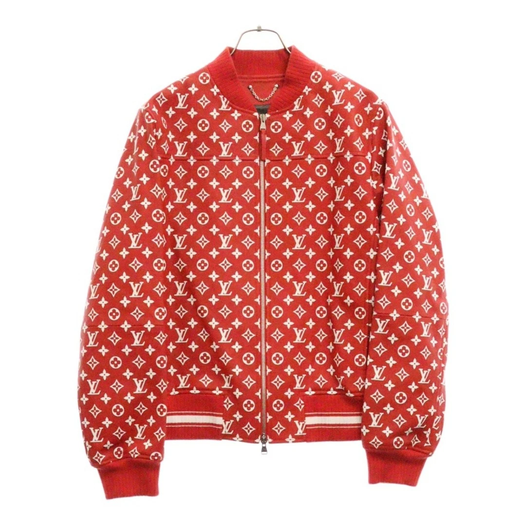 Veste de baseball en cuir SUPREME 17AW LV monogramme bombardier rouge RM172 DOS occasion d8c29