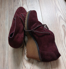 Damen Halbschuhe Wildleder Bordeaux Schnürun...