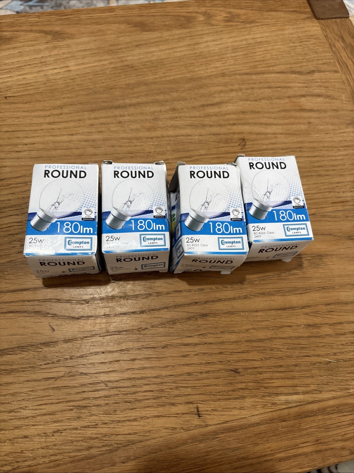 `4x Golf Ball' Bulb Round Lamps 240V 25W, Clear BC/B22d R70