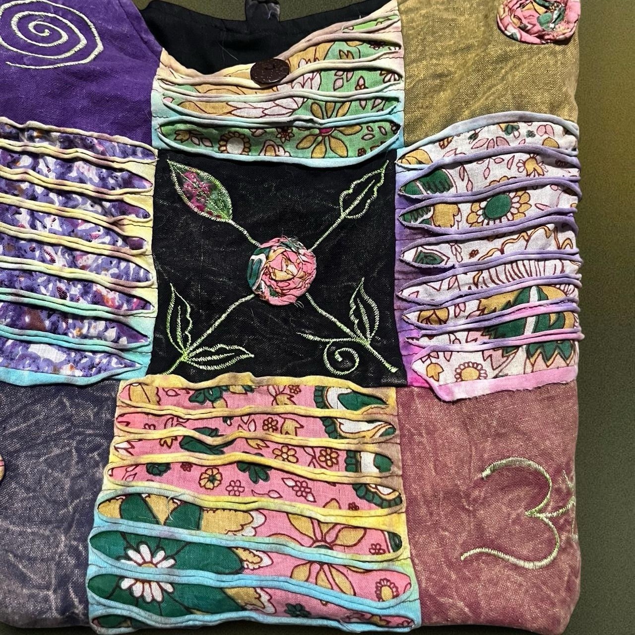 Multicolor Patchwork Shoulder Bag Embroidered But… - image 2