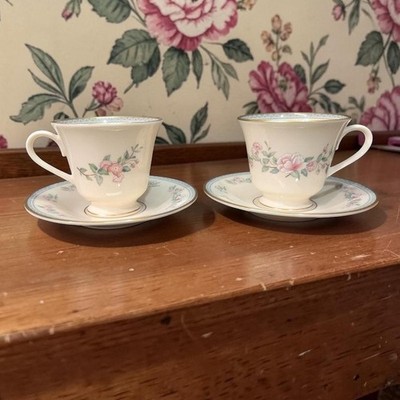 Lenox Serenade Cup & Saucers, Set of 2, Vintage Floral Replacement Tableware