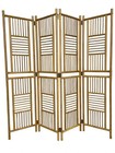 Mid Century Stunning Four Panel Bamboo Rattan Room Divider