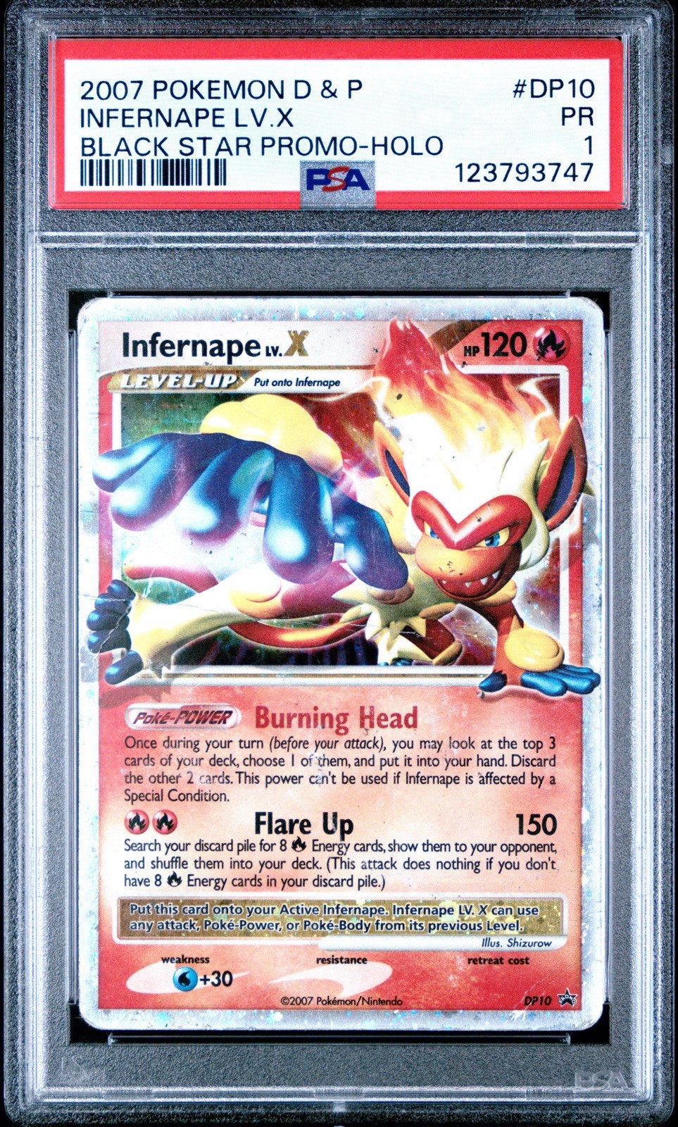 POKEMON DIAMOND & PEARL BLACK STAR PROMO HOLO #DP10 INFERNAPE LV.X PSA 1 LOW POP