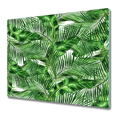 Glass Chopping Cutting Board Worktop Saver Tropical Island Jungle Bush 60x52
