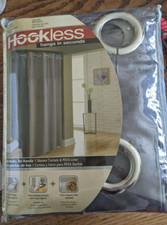 NEW Hookless Shower Curtain with Peva liner frost gray mini square fabric B