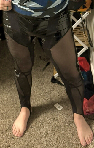 Men’s XL Sexiest Latex Leggings Ever?! Mesh sheer inlay - Picture 8 of 10