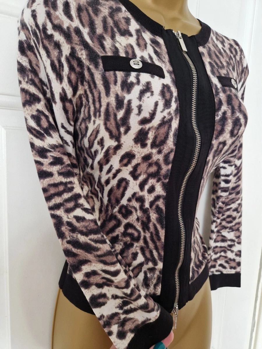 Karen Millen Size2 Uk8 Animal Print Zip Up Cardigan eBay